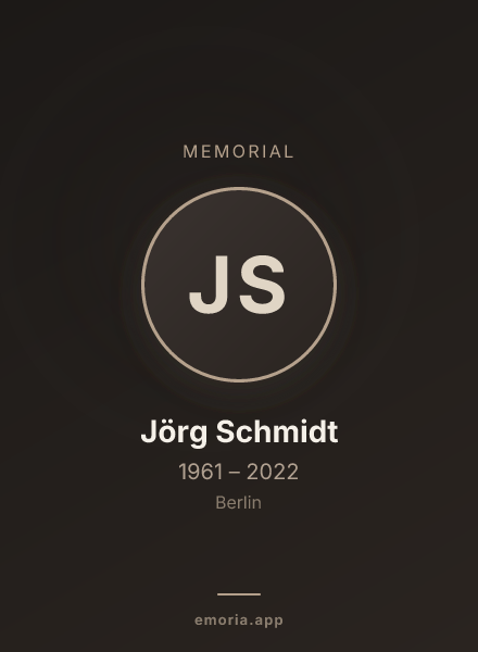 Memorial portrait of Jörg Schmidt