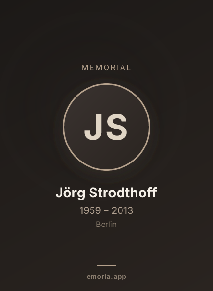 Memorial portrait of Jörg Strodthoff