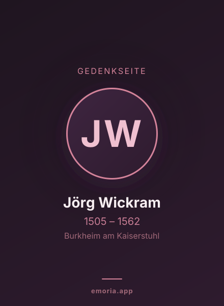 Gedenkportrait von Jörg Wickram