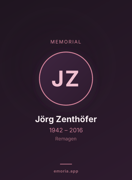 Memorial portrait of Jörg Zenthöfer