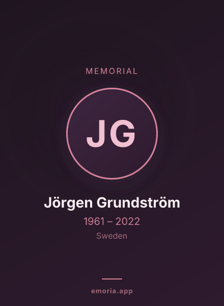 Memorial portrait of Jörgen Grundström