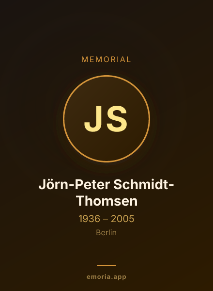 Memorial portrait of Jörn-Peter Schmidt-Thomsen