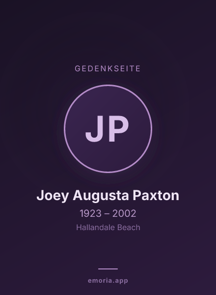 Gedenkportrait von Joey Augusta Paxton