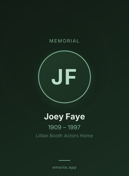 Memorial portrait of Joey Faye