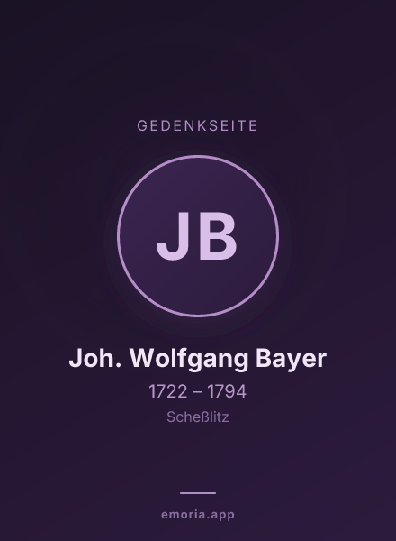 Gedenkportrait von Joh. Wolfgang Bayer