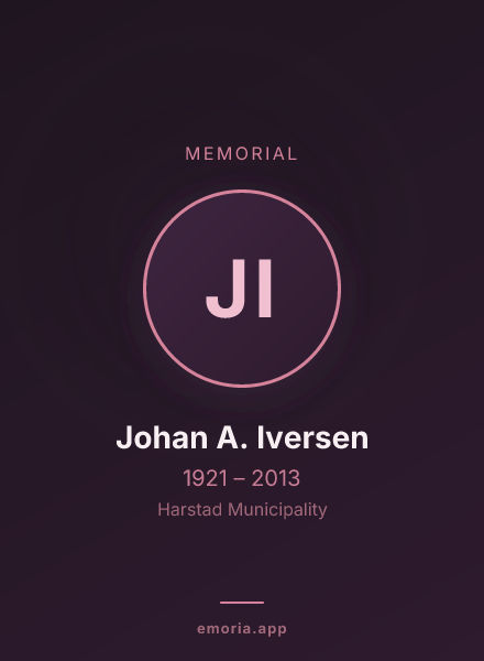 Memorial portrait of Johan A. Iversen