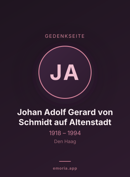 Gedenkportrait von Johan Adolf Gerard von Schmidt auf Altenstadt