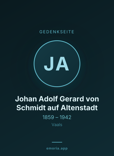 Gedenkportrait von Johan Adolf Gerard von Schmidt auf Altenstadt