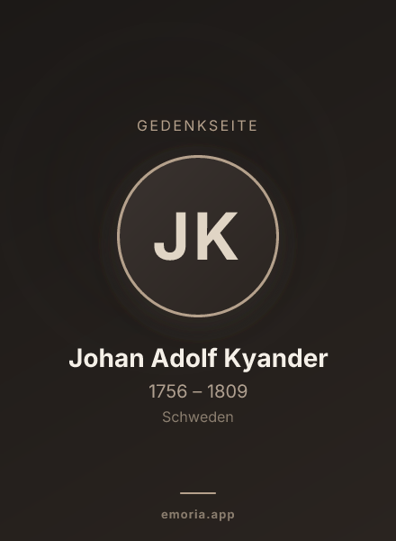 Gedenkportrait von Johan Adolf Kyander