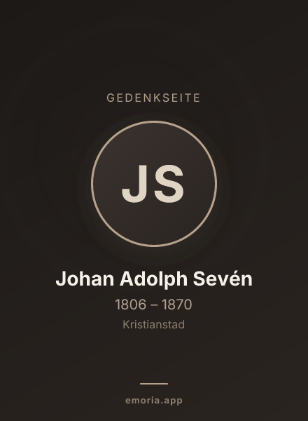 Gedenkportrait von Johan Adolph Sevén