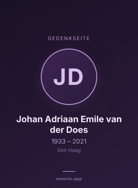 Gedenkportrait von Johan Adriaan Emile van der Does