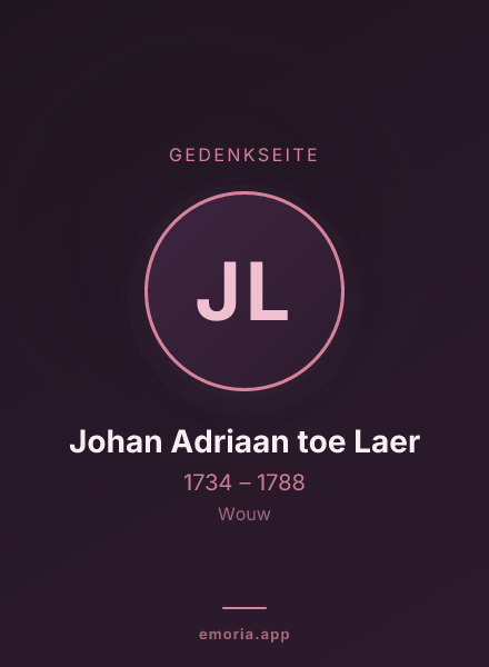Gedenkportrait von Johan Adriaan toe Laer