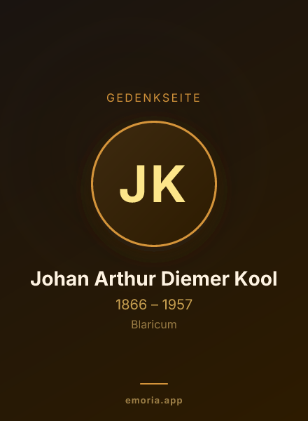 Gedenkportrait von Johan Arthur Diemer Kool