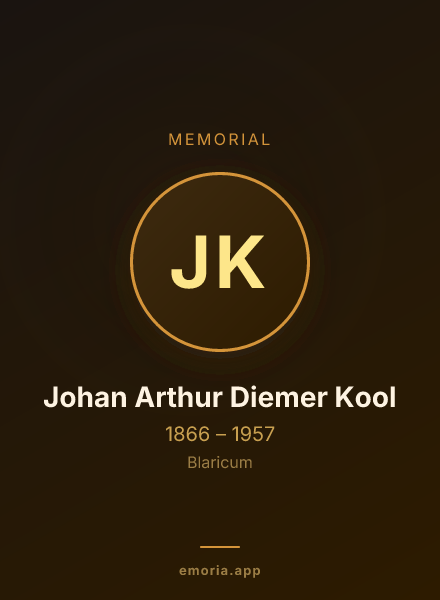 Memorial portrait of Johan Arthur Diemer Kool