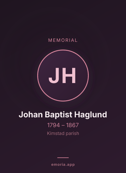 Memorial portrait of Johan Baptist Haglund