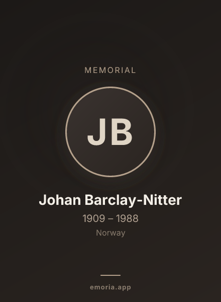 Memorial portrait of Johan Barclay-Nitter