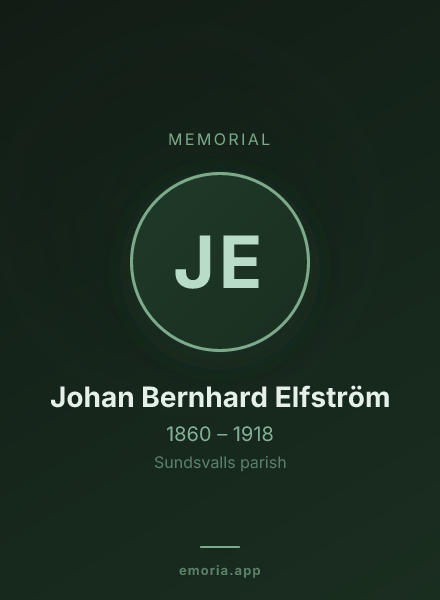 Memorial portrait of Johan Bernhard Elfström