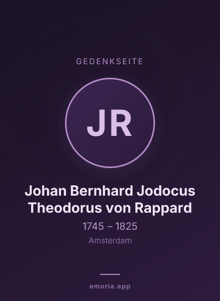 Gedenkportrait von Johan Bernhard Jodocus Theodorus von Rappard