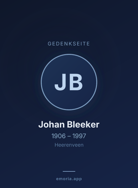 Gedenkportrait von Johan Bleeker