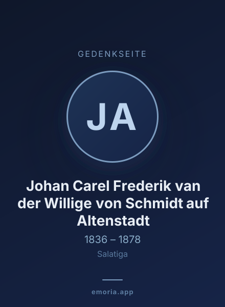 Gedenkportrait von Johan Carel Frederik van der Willige von Schmidt auf Altenstadt