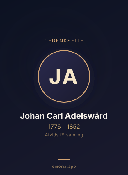 Gedenkportrait von Johan Carl Adelswärd