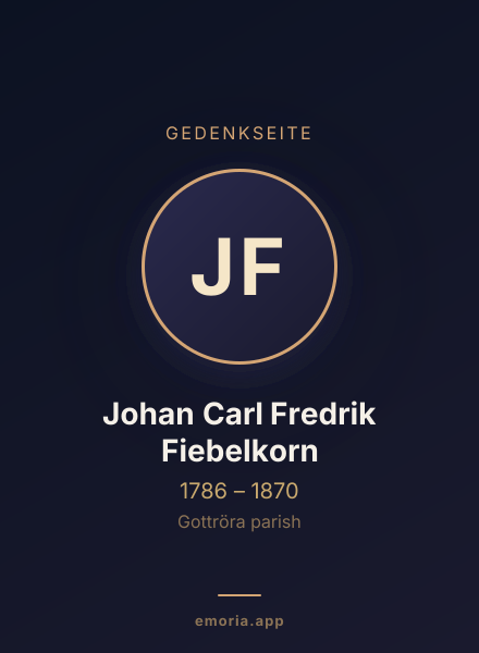 Gedenkportrait von Johan Carl Fredrik Fiebelkorn