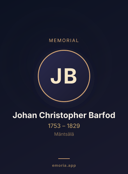 Memorial portrait of Johan Christopher Barfod