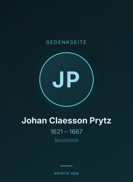 Gedenkportrait von Johan Claesson Prytz