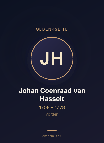 Gedenkportrait von Johan Coenraad van Hasselt