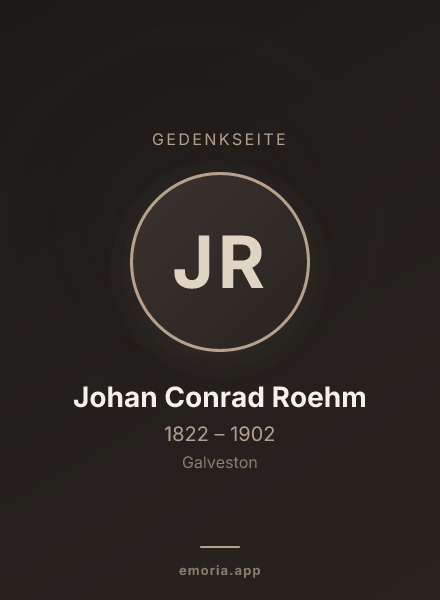 Gedenkportrait von Johan Conrad Roehm