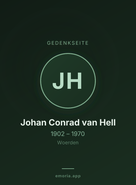 Gedenkportrait von Johan Conrad van Hell