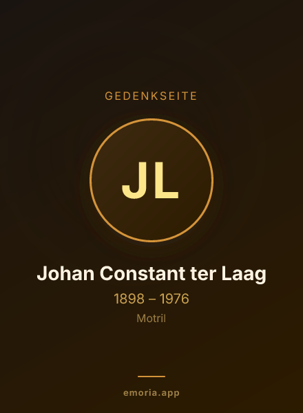 Gedenkportrait von Johan Constant ter Laag