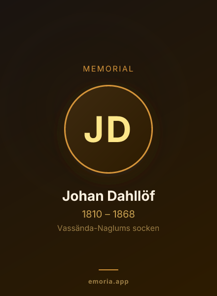 Memorial portrait of Johan Dahllöf