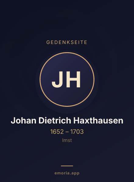 Gedenkportrait von Johan Dietrich Haxthausen