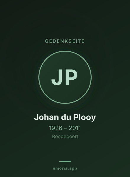 Gedenkportrait von Johan du Plooy