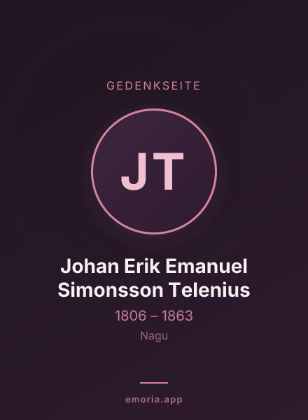 Gedenkportrait von Johan Erik Emanuel Simonsson Telenius