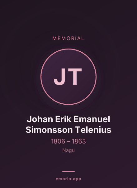 Memorial portrait of Johan Erik Emanuel Simonsson Telenius