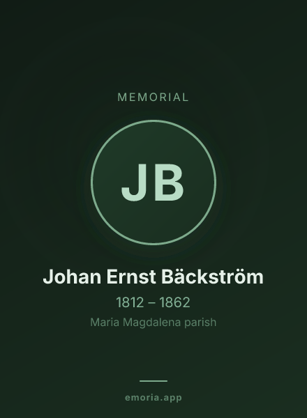 Memorial portrait of Johan Ernst Bäckström