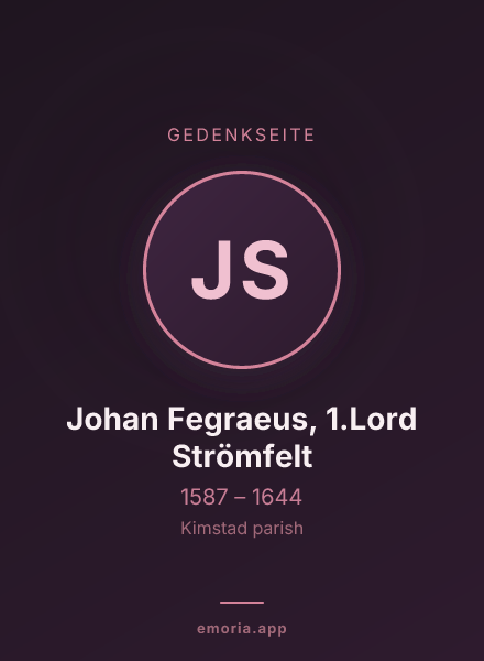 Gedenkportrait von Johan Fegraeus, 1.Lord Strömfelt