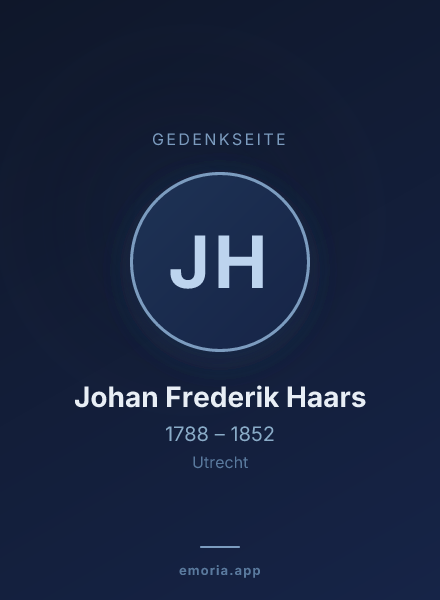Gedenkportrait von Johan Frederik Haars