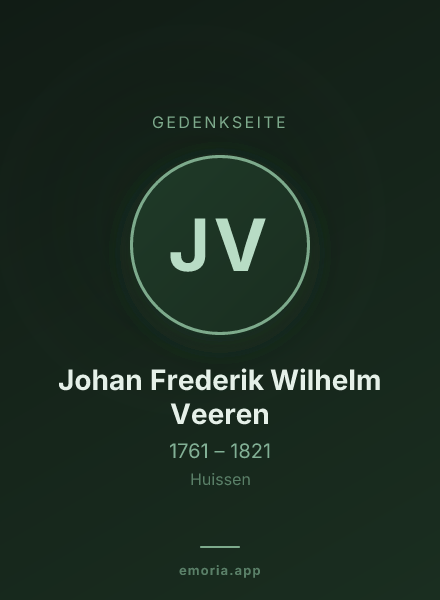 Gedenkportrait von Johan Frederik Wilhelm Veeren