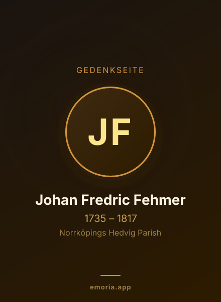 Gedenkportrait von Johan Fredric Fehmer