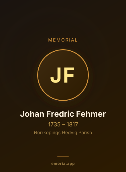 Memorial portrait of Johan Fredric Fehmer