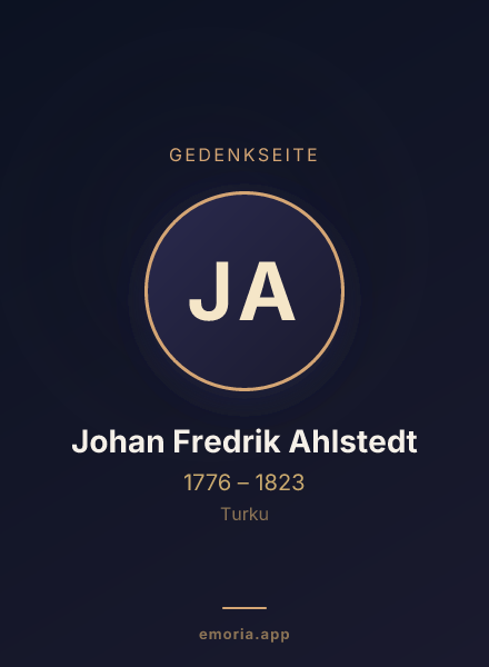 Gedenkportrait von Johan Fredrik Ahlstedt