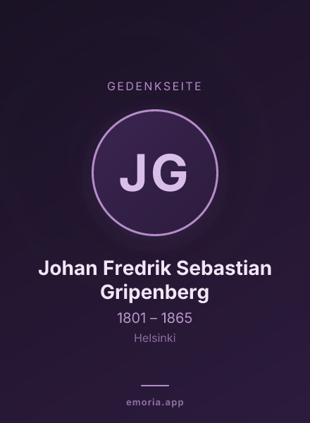 Gedenkportrait von Johan Fredrik Sebastian Gripenberg