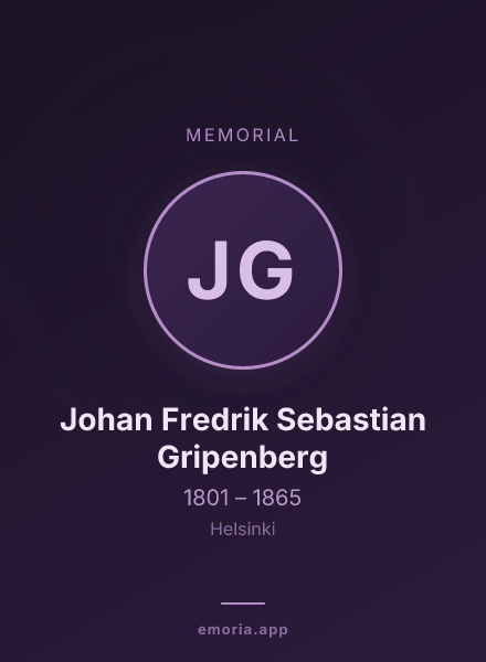 Memorial portrait of Johan Fredrik Sebastian Gripenberg