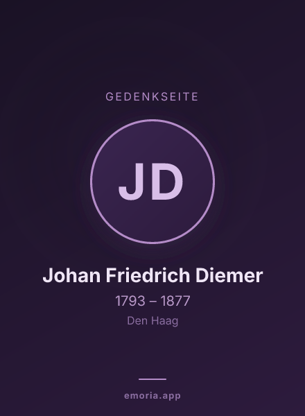 Gedenkportrait von Johan Friedrich Diemer