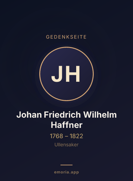 Gedenkportrait von Johan Friedrich Wilhelm Haffner