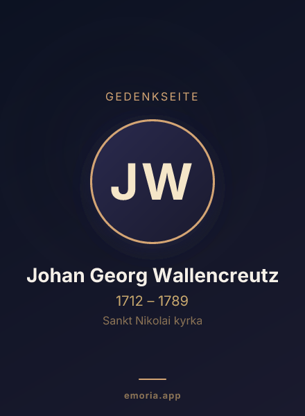 Gedenkportrait von Johan Georg Wallencreutz