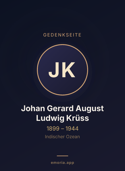 Gedenkportrait von Johan Gerard August Ludwig Krüss